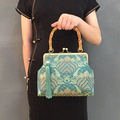Vintage Wood Chain Crossbody Bag Women's Handbags