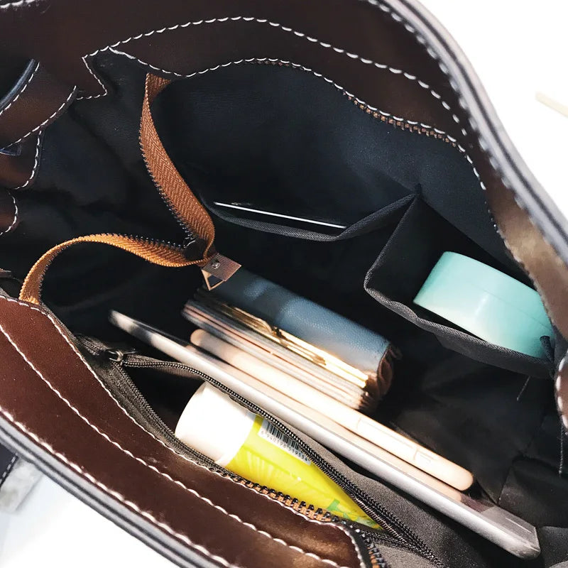 Vintage Bucket Bags Pu Leather Shoulder Bag Ladies Handbag