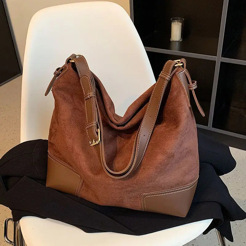 Vintage Frosted Leather Women's Handbag Zipper Shoulder Bag