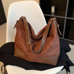 Vintage Frosted Leather Women's Handbag Zipper Shoulder Bag