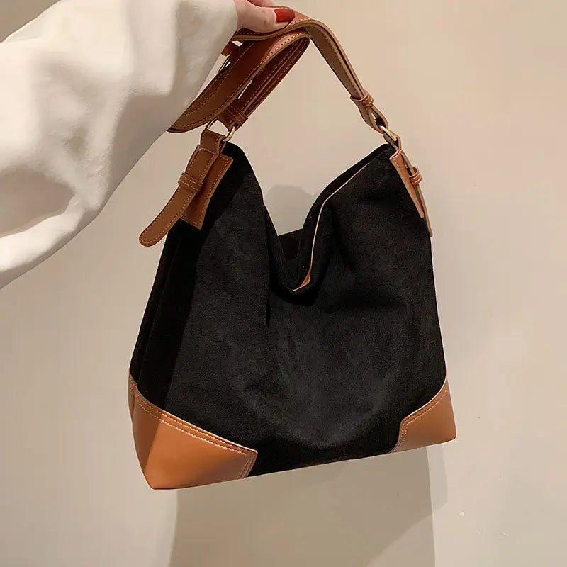 Vintage Frosted Leather Women's Handbag Zipper Shoulder Bag