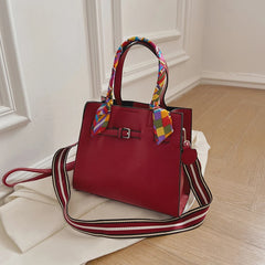 Vintage Female Ribbon bag PU Leather Women's Handbag Shoulder Mess