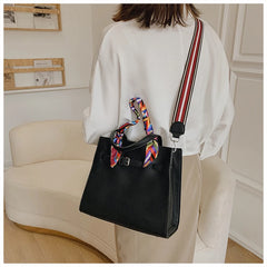 Vintage Female Ribbon bag PU Leather Women's Handbag Shoulder Mess