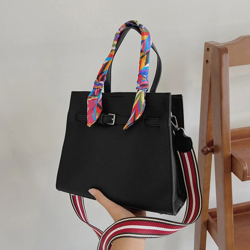 Vintage Female Ribbon bag PU Leather Women's Handbag Shoulder Mess