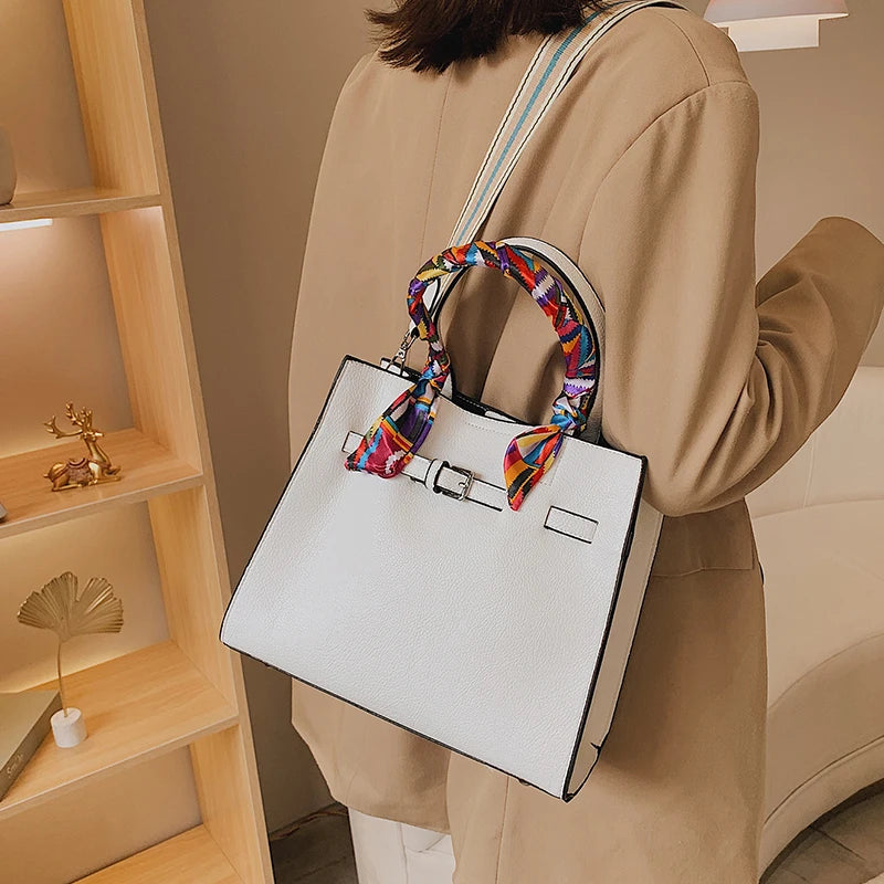 Vintage Female Ribbon bag PU Leather Women's Handbag Shoulder Mess