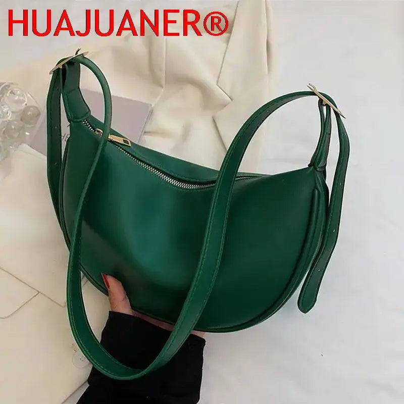 Vintage PU Leather Shoulder Bag For Women Ladies Handbags Female Solid Hobos Mes