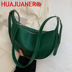 Vintage PU Leather Shoulder Bag For Women Ladies Handbags Female Solid Hobos Mes