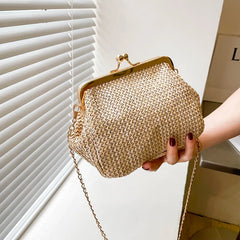Boho Striped Hand Shell Bag Chain Women Shoulder Bag