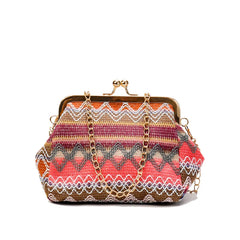Boho Striped Hand Shell Bag Chain Women Shoulder Bag
