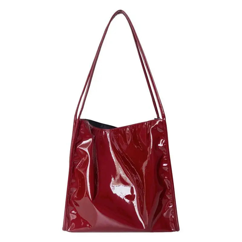 Vintage Female Large Capacity Ladies Shopping Bag - Patent Leather