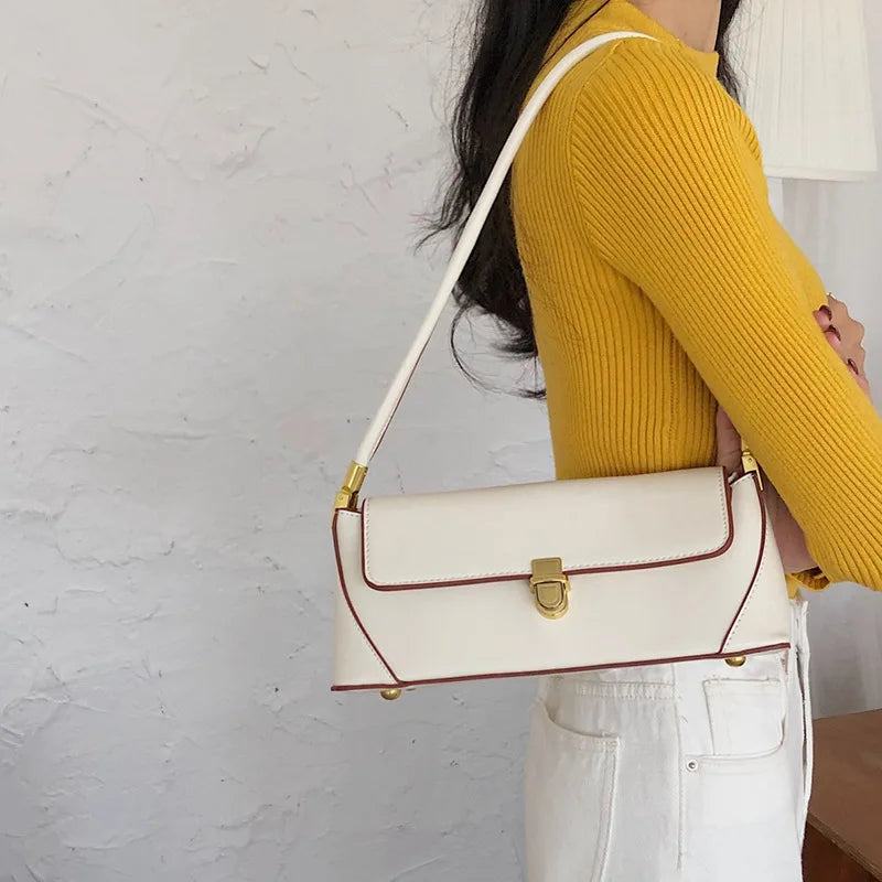 Vintage Flap PU Leather Shoulder Bags For Women Lady Underarm Bag