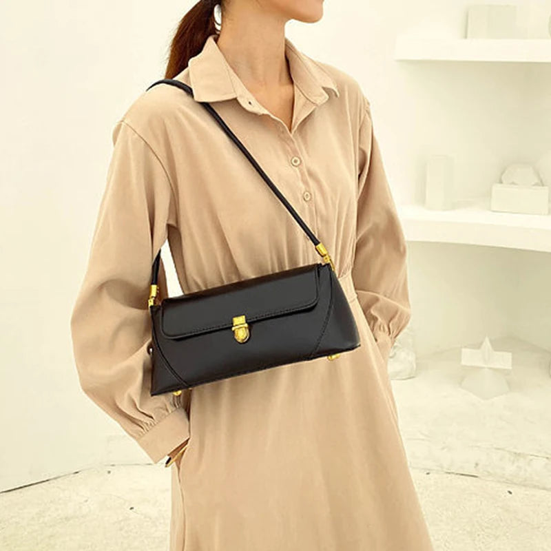 Vintage Flap PU Leather Shoulder Bags For Women Lady Underarm Bag