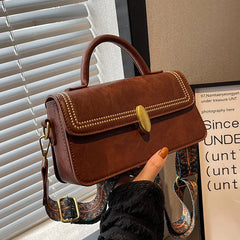 Vintage Flap Square Shoulder Bag for Women Casual Messenger Handbag