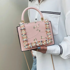 Vintage Flower Lace Handbags Women's Crossbody Chain Messenger Bag