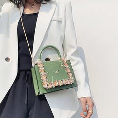Vintage Flower Lace Handbags Women's Crossbody Chain Messenger Bag