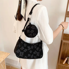 Vintage Flower Shoulder Bags for Women with Mini Purse