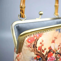 Vintage Flowers Bird Bag Women Shoulder Crossbody Bag Bamboo Lock Bags