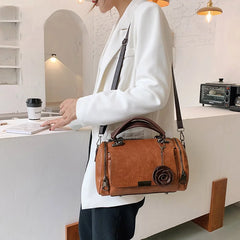 Vintage Flowers Pendant Handbags Women's Boston Bag
