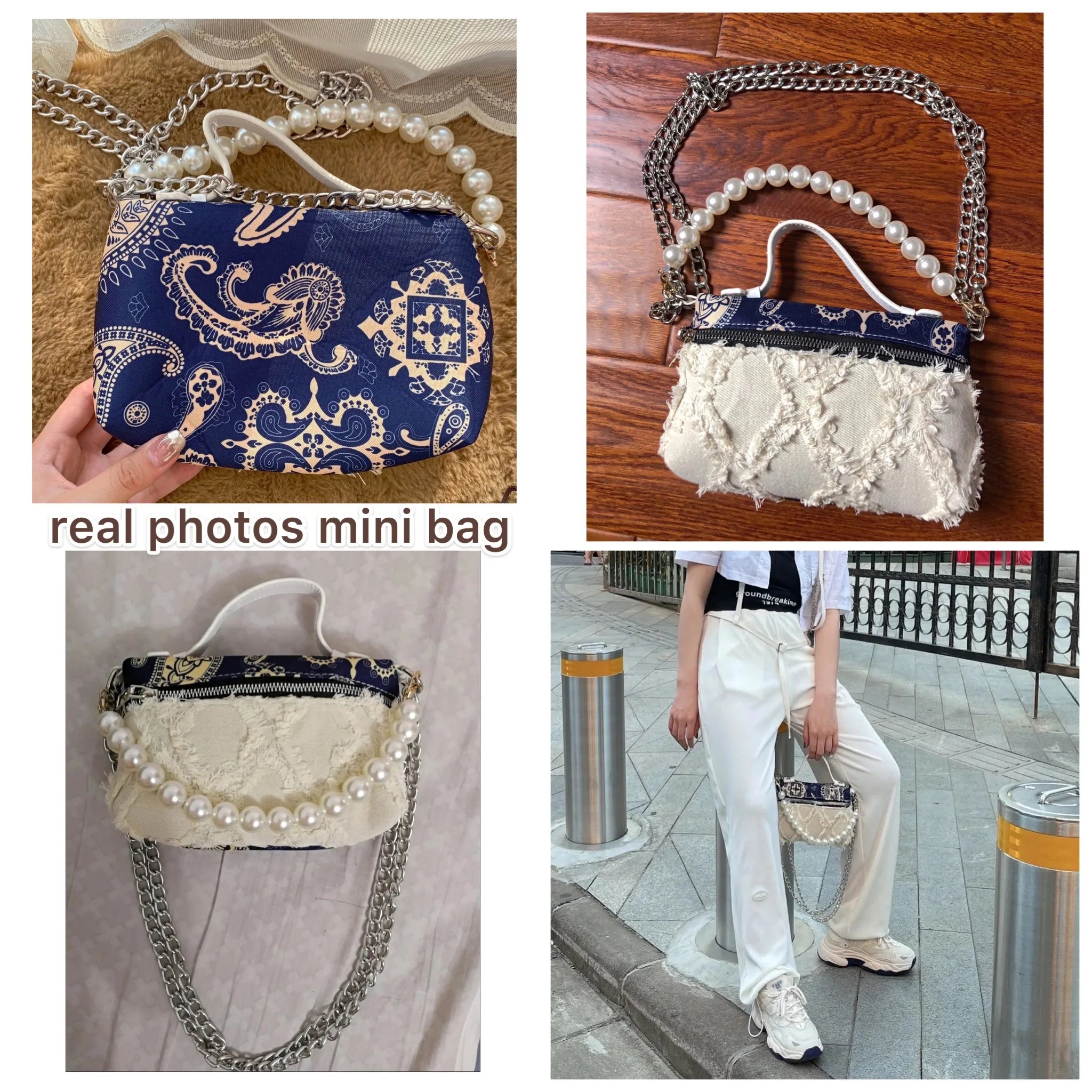 Vintage Flowers Mini Crossbody Bag for Women Retro Small Shoulder Purse