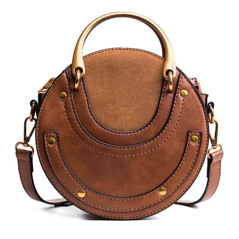 Vintage Frosted Small Round Bag Shoulder Bags for Women Female Handbags