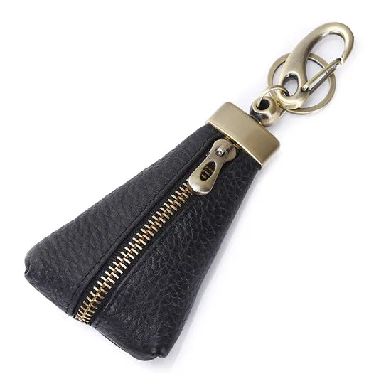 Vintage Leather Car Key Wallet Holder Organizer Women Keychain Zipper Case