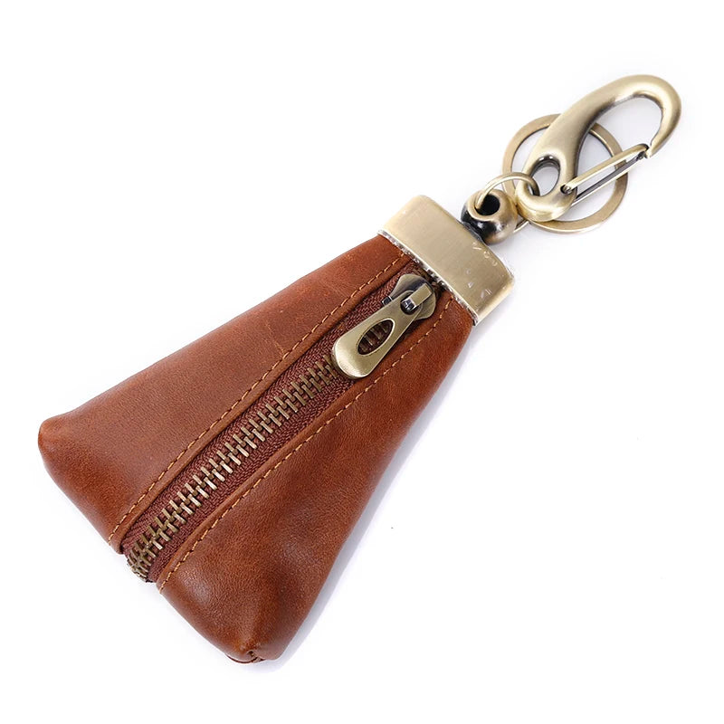 Vintage Leather Car Key Wallet Holder Organizer Women Keychain Zipper Case