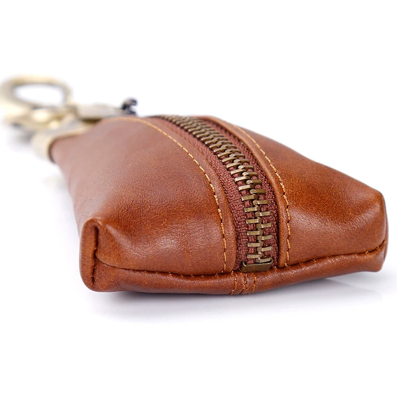 Vintage Leather Car Key Wallet Holder Organizer Women Keychain Zipper Case