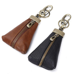 Vintage Leather Car Key Wallet Holder Organizer Women Keychain Zipper Case
