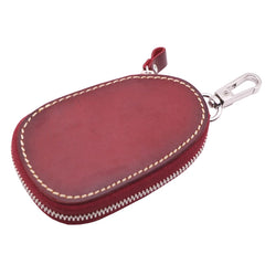 Vintage Leather Car Key Wallet Women Keychain Covers Zipper Key Case Bag