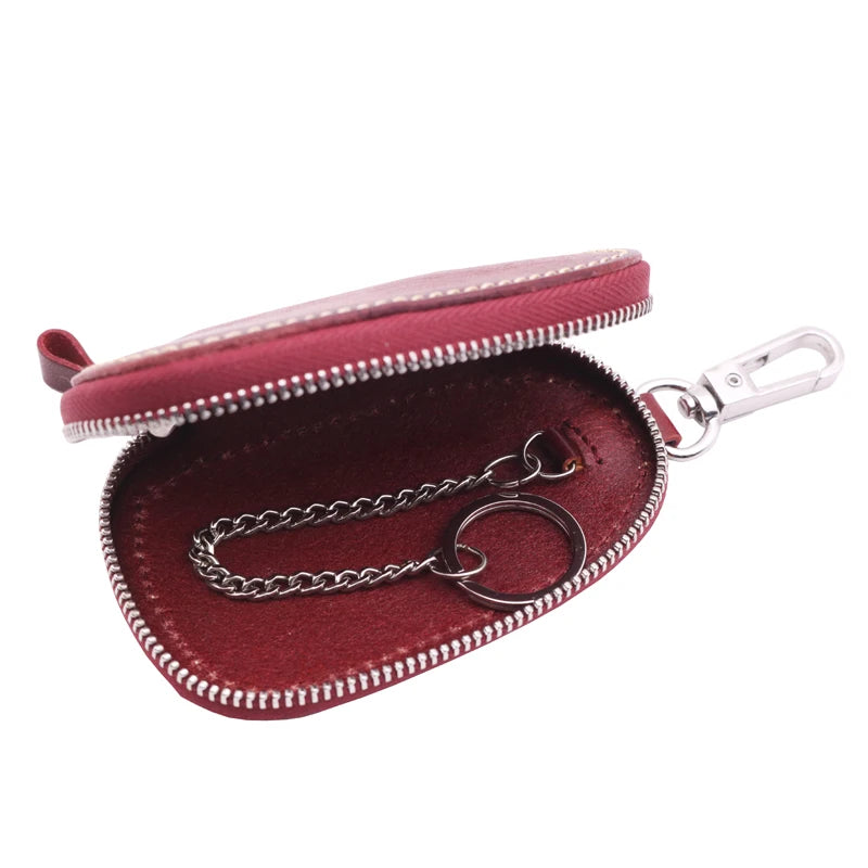 Vintage Leather Car Key Wallet Women Keychain Covers Zipper Key Case Bag