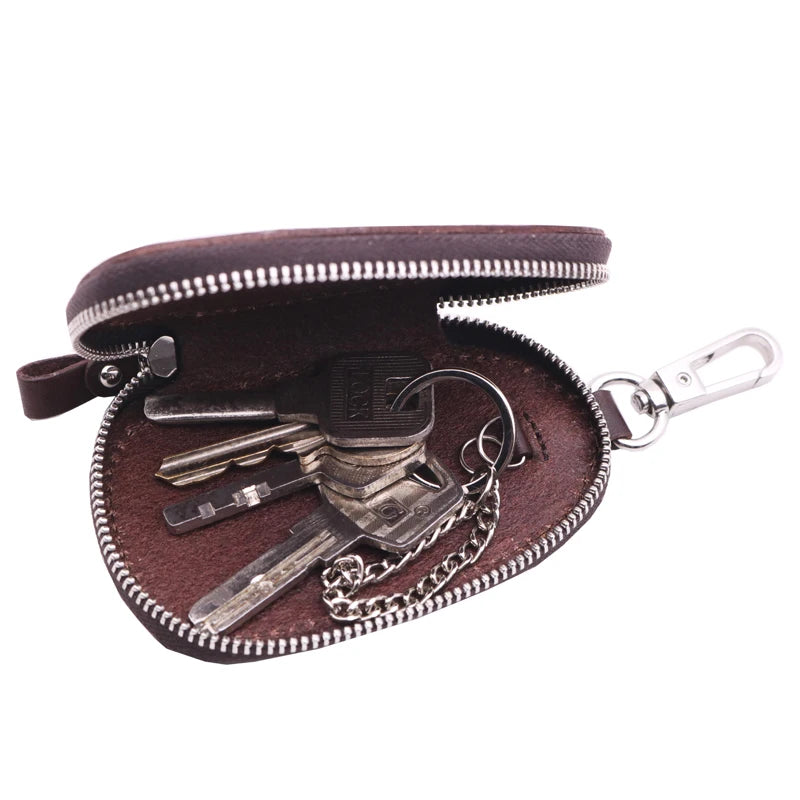 Vintage Leather Car Key Wallet Women Keychain Covers Zipper Key Case Bag
