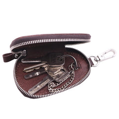 Vintage Leather Car Key Wallet Women Keychain Covers Zipper Key Case Bag