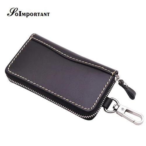 Vintage Leather Key Holder Housekeeper Women Car Key Wallets Female