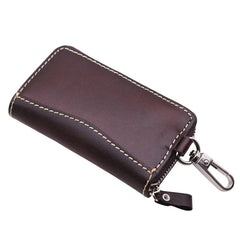 Vintage Leather Key Holder Housekeeper Women Car Key Wallets Female