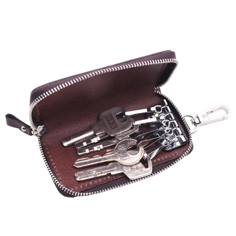 Vintage Leather Key Holder Housekeeper Women Car Key Wallets Female