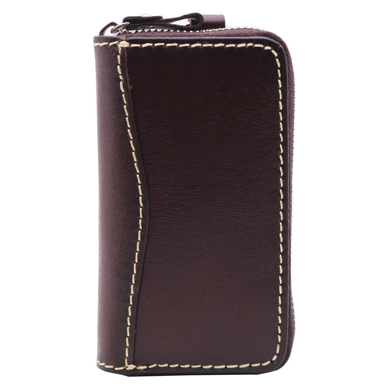 Vintage Leather Key Holder Housekeeper Women Car Key Wallets Female