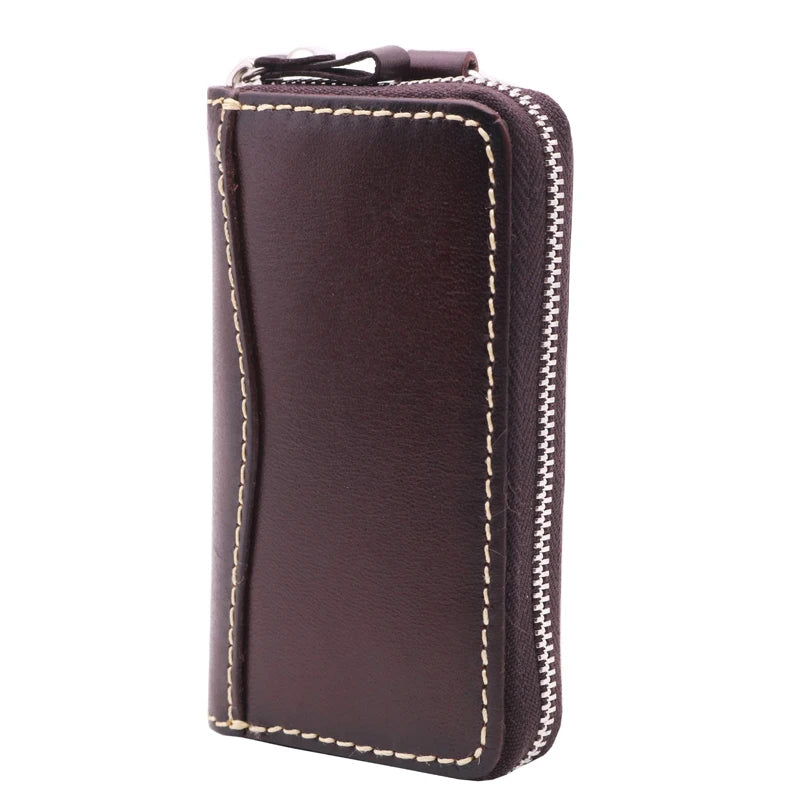 Vintage Leather Key Holder Housekeeper Women Car Key Wallets Female
