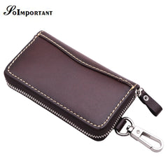 Vintage Leather Key Holder Housekeeper Women Car Key Wallets Female