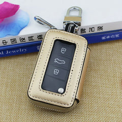 Vintage Leather Key Organizer Wallet Women Keychain Covers Zipper Key Case Bag M