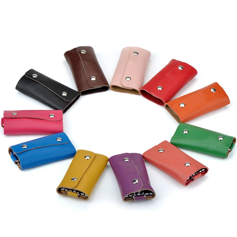 Vintage Leather Key Wallet Zipper Key Case Bag