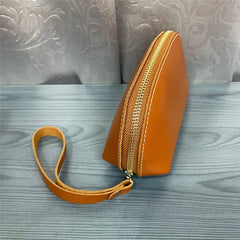 Vintage Leather Women Wallet Long Zipper Wristlet Bag Cowhide Lady Clutch Purse