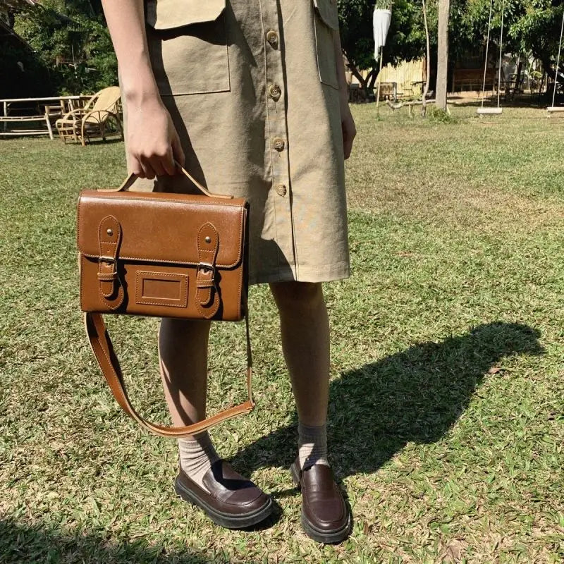 Vintage Girls Student Handbags PU Leather Ladies Messenger Bag