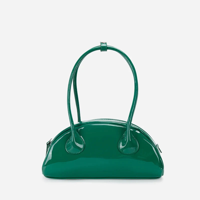 Vintage Patent Leather Women's Shoulder Bag Evening Hobo