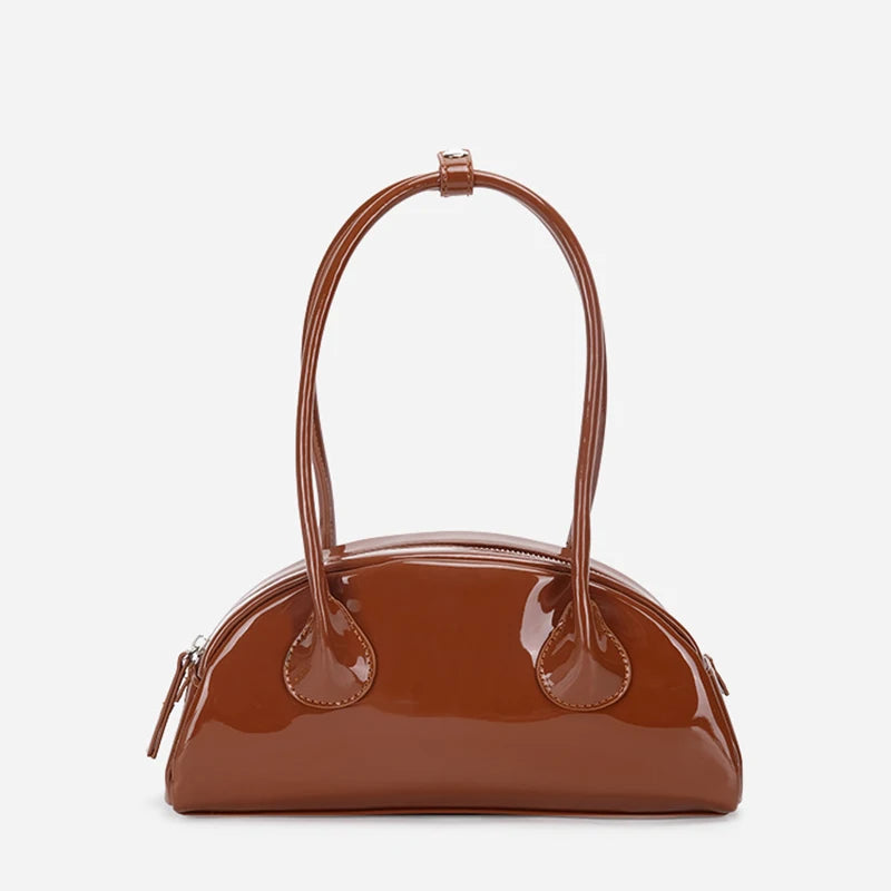 Vintage Patent Leather Women's Shoulder Bag Evening Hobo