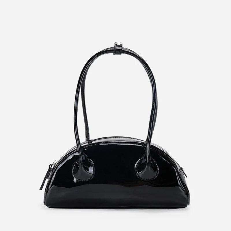 Vintage Patent Leather Women's Shoulder Bag Evening Hobo
