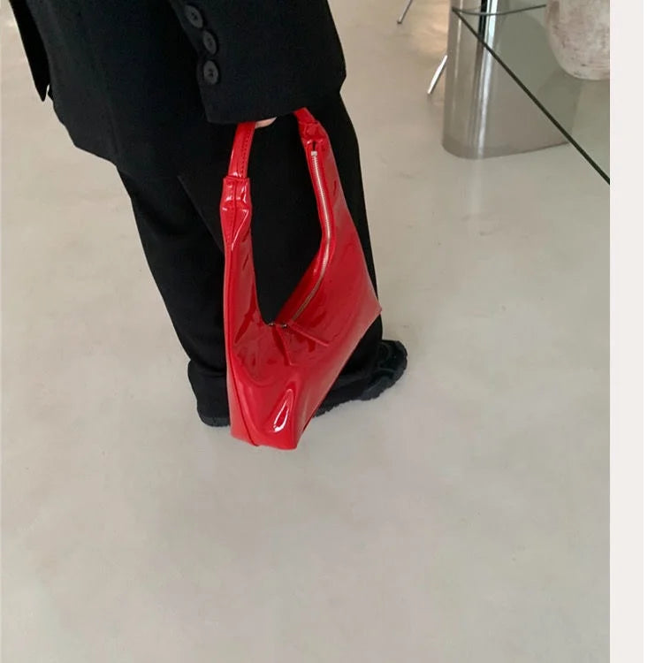 Vintage Red Crescent Shoulder Bag
