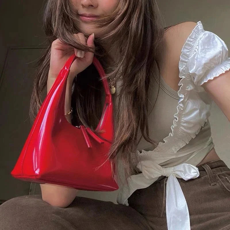 Vintage Red Crescent Shoulder Bag