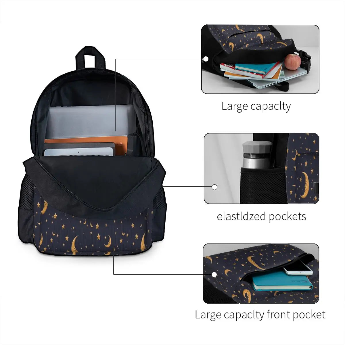 Vintage Moon And Stars Backpacks Men's Bags For Women