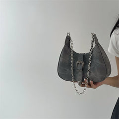 Vintage Gray Underarm Bags Chain Single Shoulder Bag High Female Totes