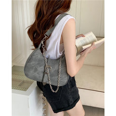 Vintage Gray Underarm Bags Chain Single Shoulder Bag High Female Totes